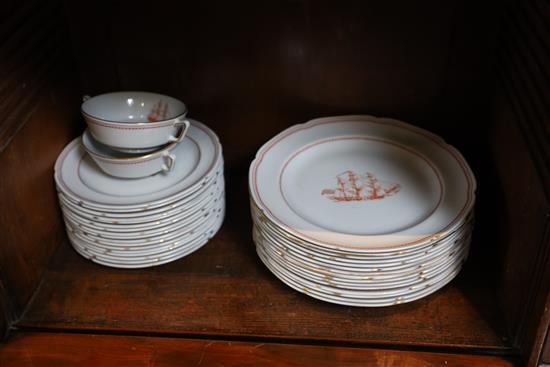 An extensive Spode Trade Winds Red pattern tea, coffee and dinner service